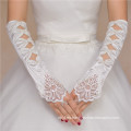 Satin fingerless lace appliques accesorios nupciales de alta calidad guantes de encaje vestido de novia